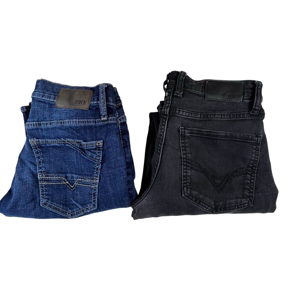 BKE Men's Straight Jeans - Blue and Black